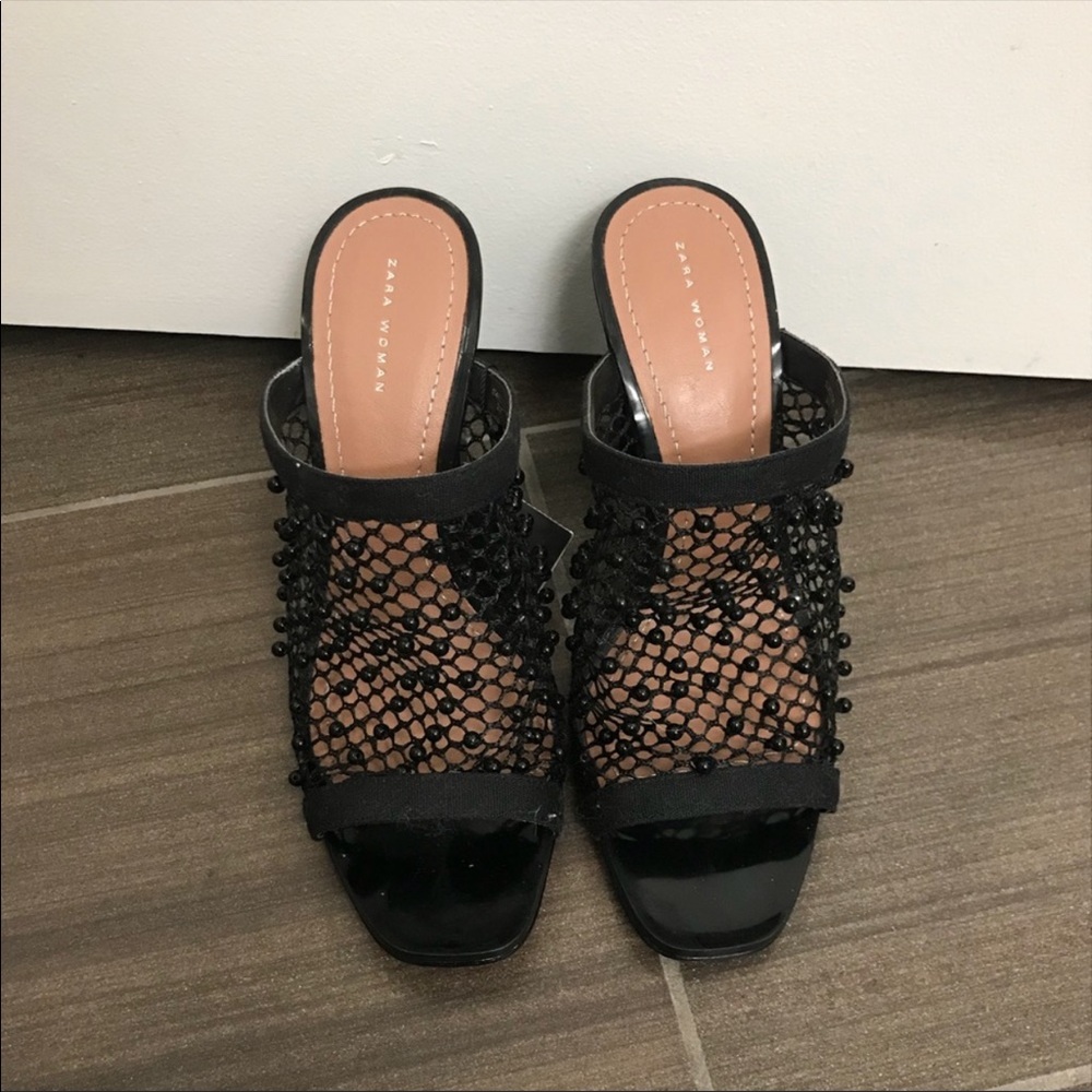 Zara Summer Mules with Pearls Sz 6.5